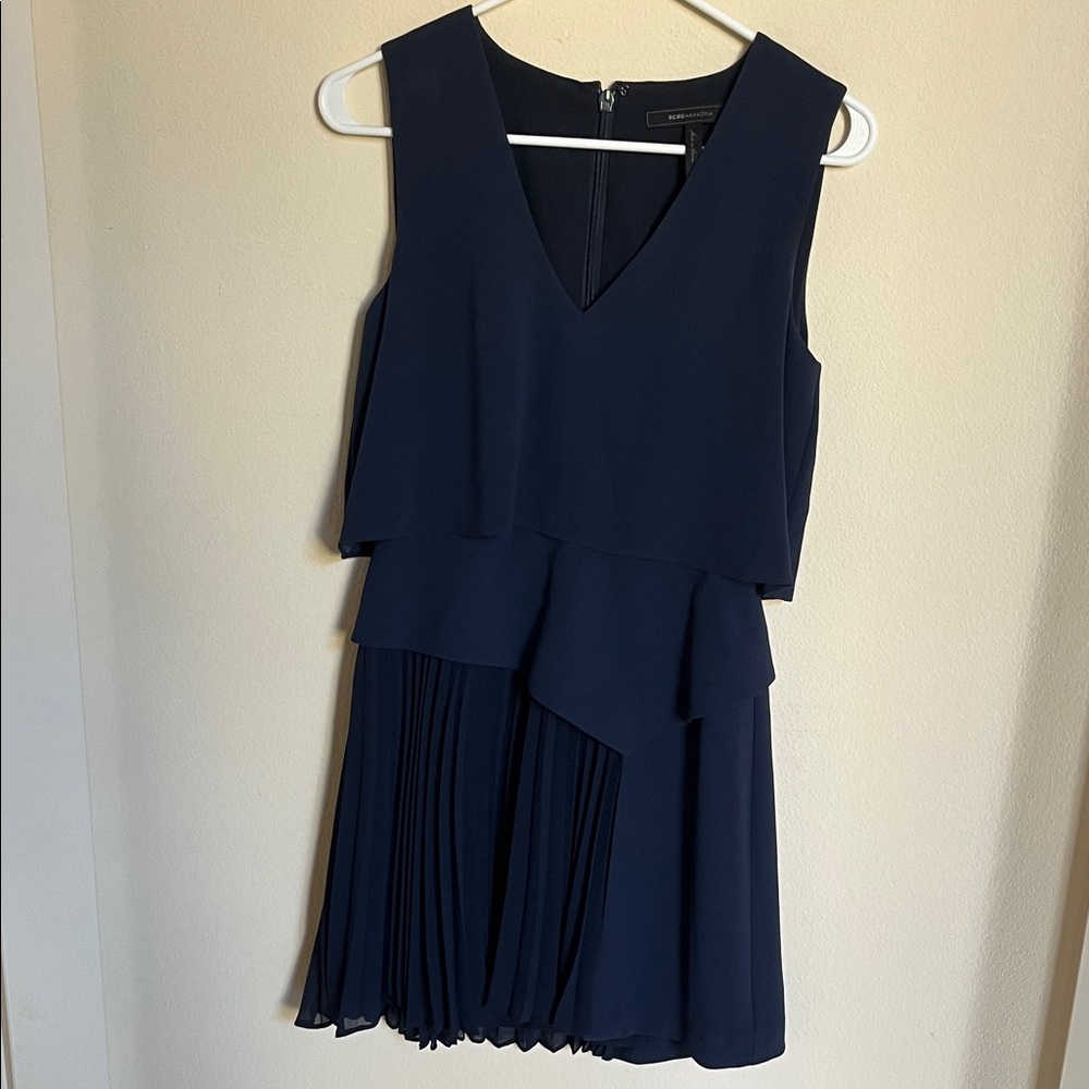 BCBGMaxAzria Deep Blue Layered Mini Dress